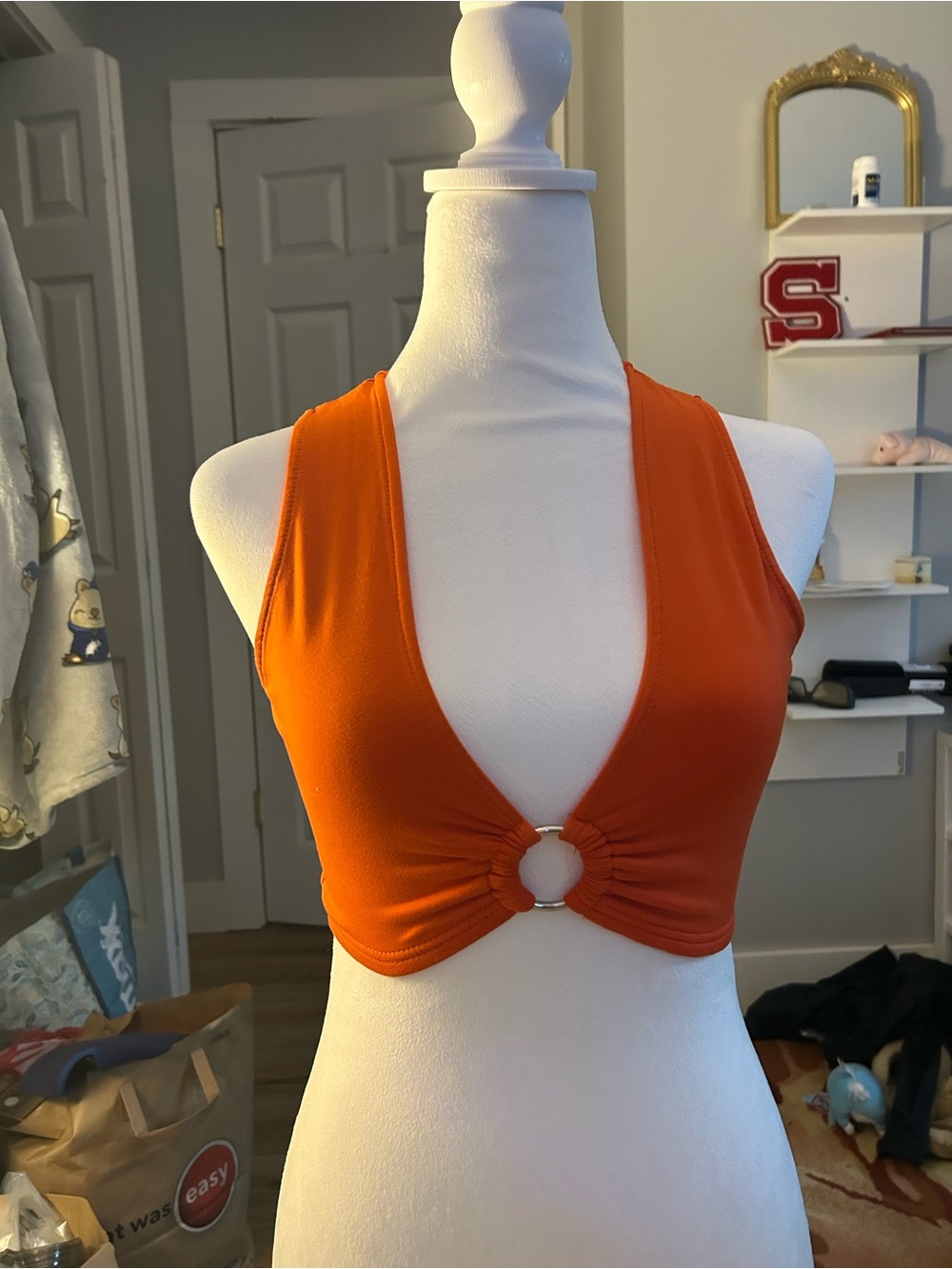 Orange Ring-Front Crop Top - Women